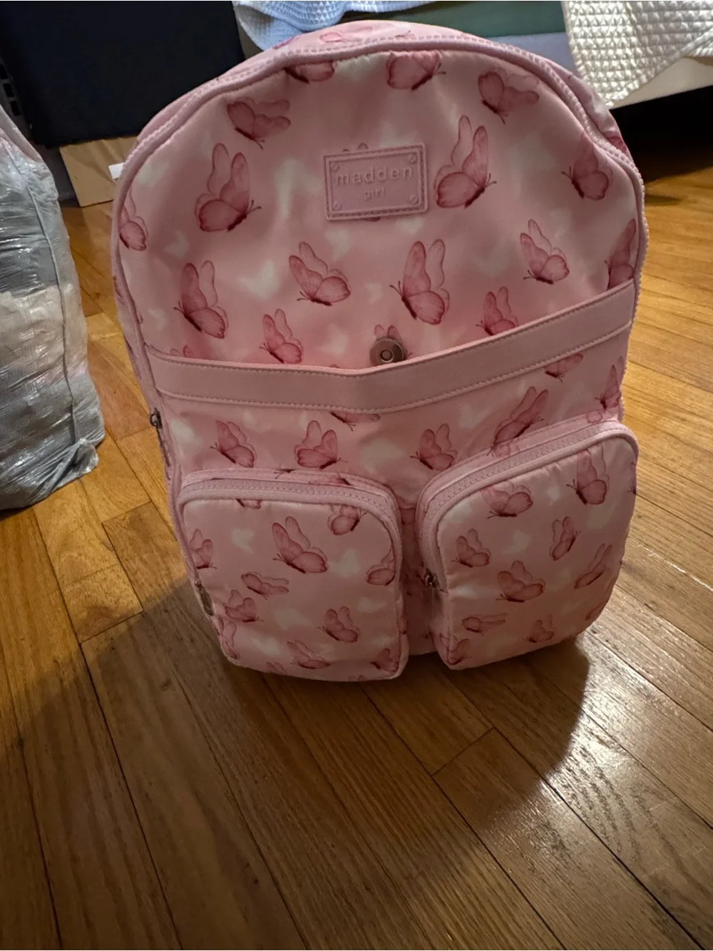 Madden Girl Pink Butterfly Kids Backpack